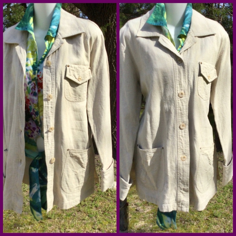 Vtg Linen Blazer, sz. M?